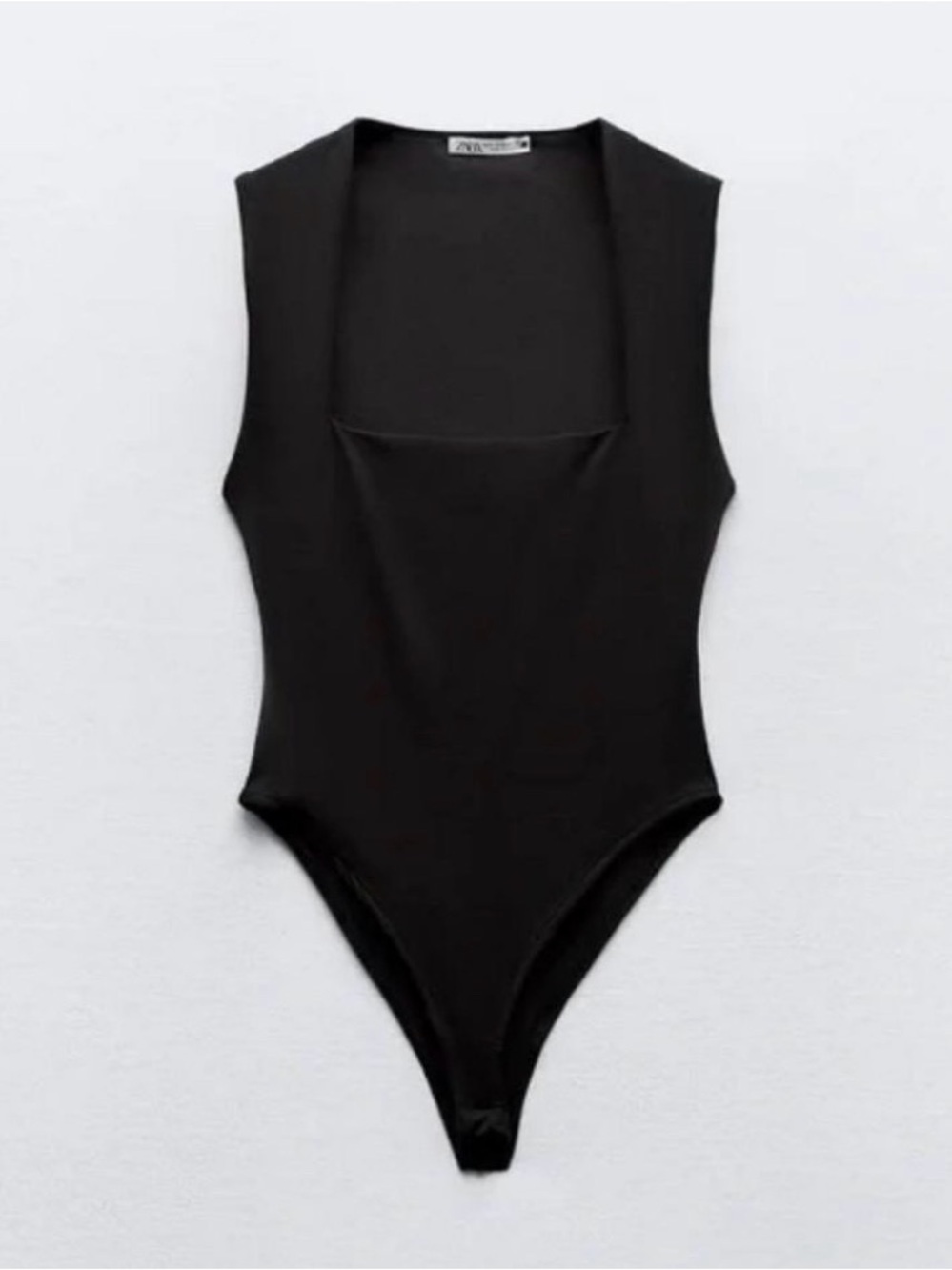 Zara Black Square-Neck Bodysuit